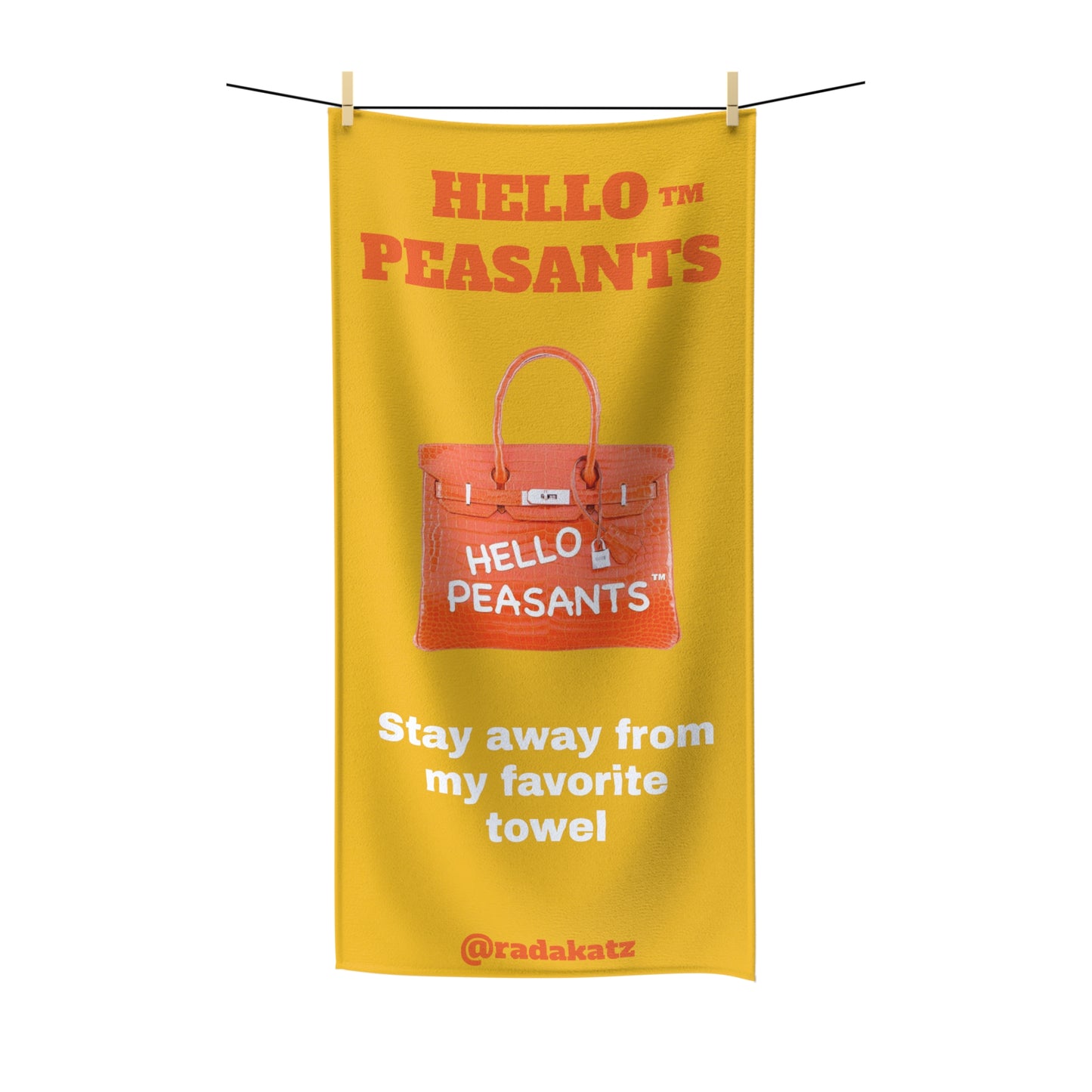 "Your Favorite Towel" HELLO PEASANTS ™ Cotton blend towel by @radakatz