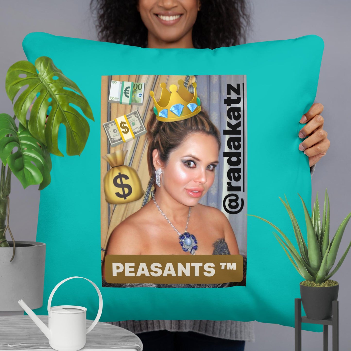 "I am your Queen!" Designer HELLO PEASANTS ™ Pillow by @radakatz