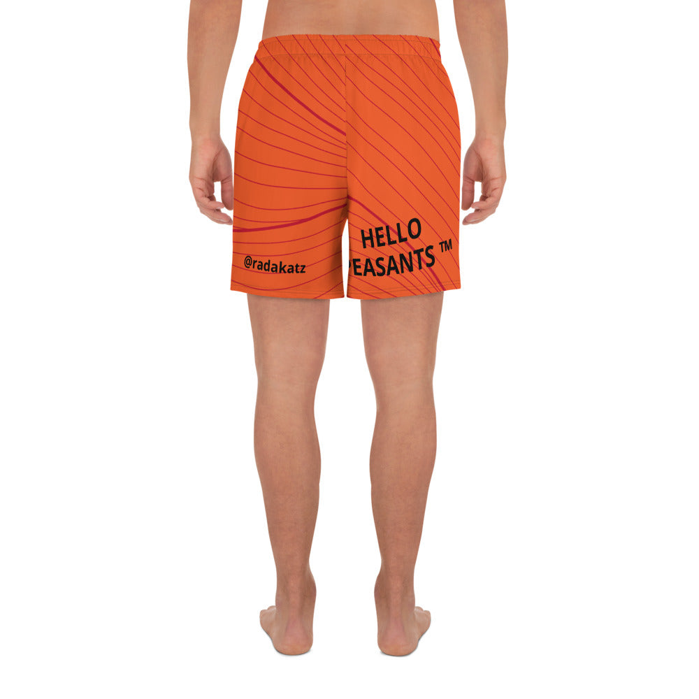 "Orange You Glad" @radakatz designed these Men's  HELLO PEASANTS ™ Shorts