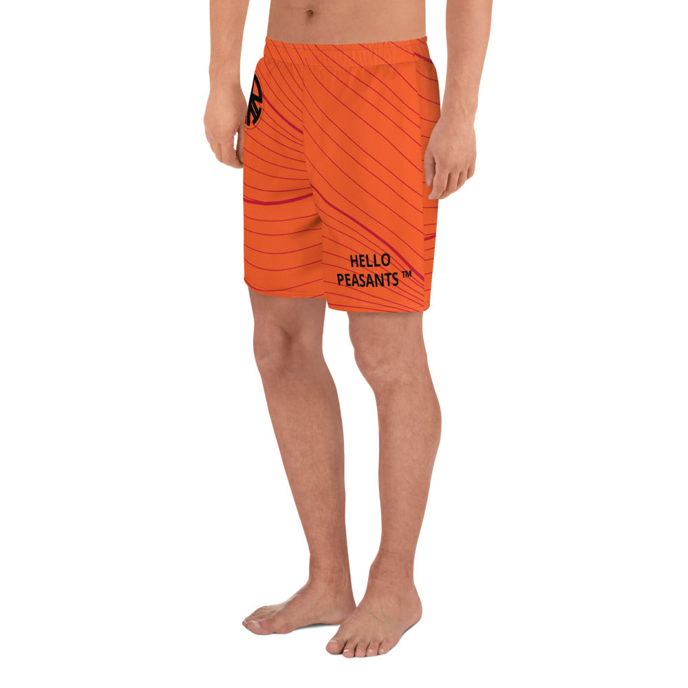 "Orange You Glad" @radakatz designed these Men's  HELLO PEASANTS ™ Shorts